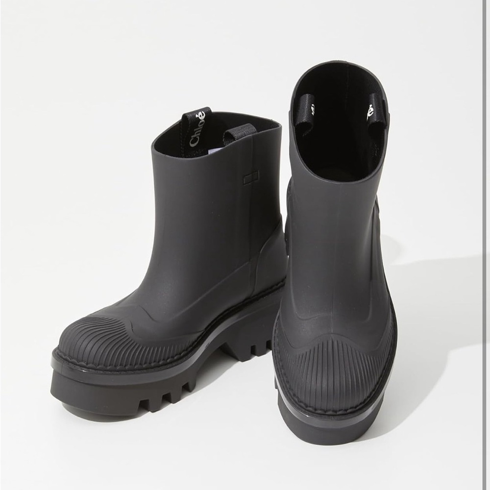 Chloé Black Chunky Ankle Rain Boots